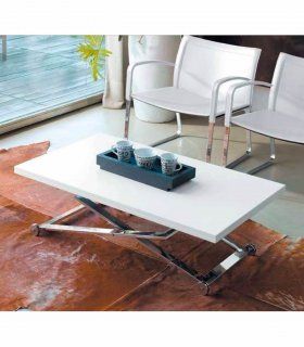 Mesa de centro elevable y extensible Volga blanca