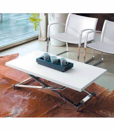 Mesa de centro elevable y extensible Volga blanca