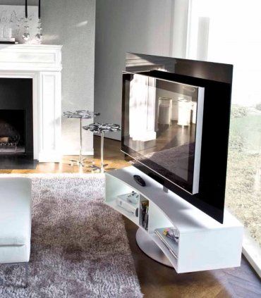 Mueble TV moderno Zenobia lacado blanco