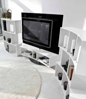 Mueble TV moderno Zenobia lacado blanco