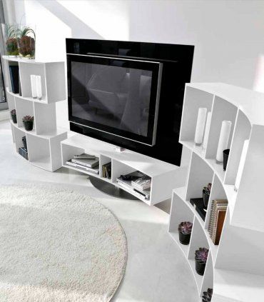 Mueble TV moderno Zenobia lacado blanco