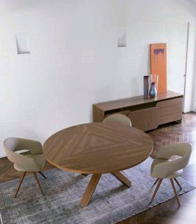 Mesa de comedor redonda madera Oretana