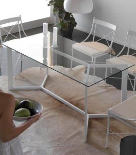 Mesa de comedor de forja Mailen, blanca