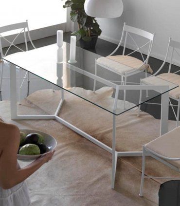 Mesa de comedor de forja Mailen, blanca