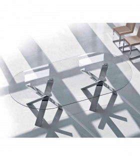 Mesa de comedor ovalada cristal Izaña