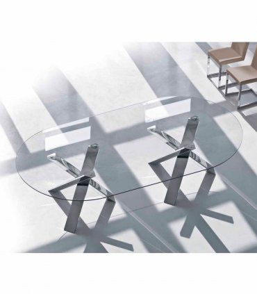 Mesa de comedor ovalada cristal Izaña