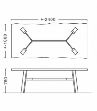 Mesa de comedor fija Eskara, medidas