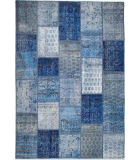 Alfombra de lana Patchwork Blue