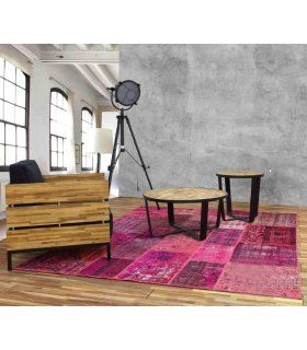 Alfombra de lana Patchwork Fuchsia en Ámbar Muebles