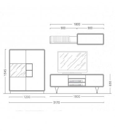 Salón nórdico New Eskara, medidas