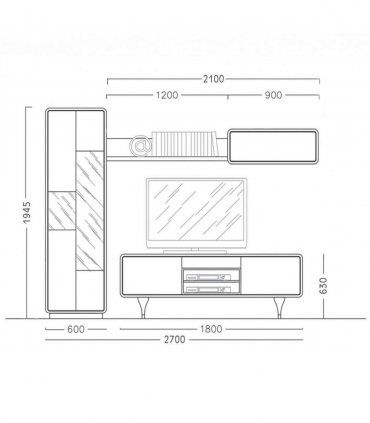 Modular salón nórdico Eskara Plus, medidas