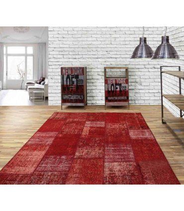 Alfombra de lana Patchwork Rosso en Ámbar Muebles
