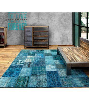 Alfombra de lana Patchwork Turchese en Ámbar Muebles