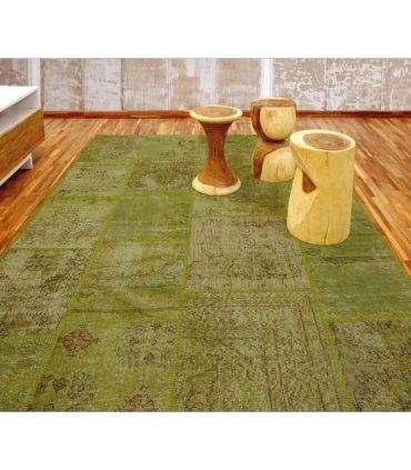Alfombra de lana Patchwork Verde en Ámbar Muebles