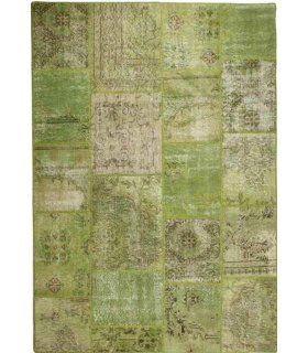 Alfombra de lana Patchwork Verde