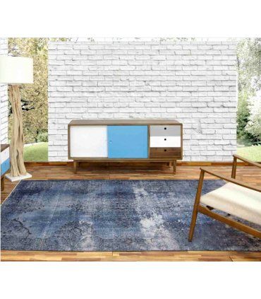 Alfombra de lana Vintage Azzurro en Ámbar Muebles