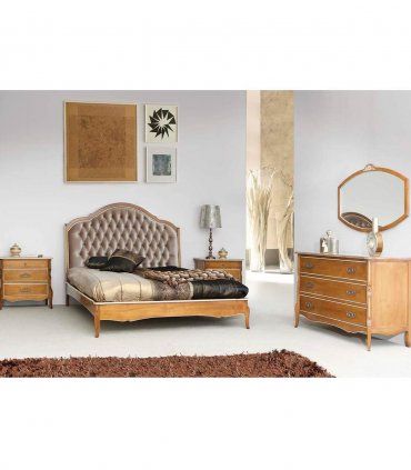 Cama clásica tapizada capitoné Viviane, dormitorio