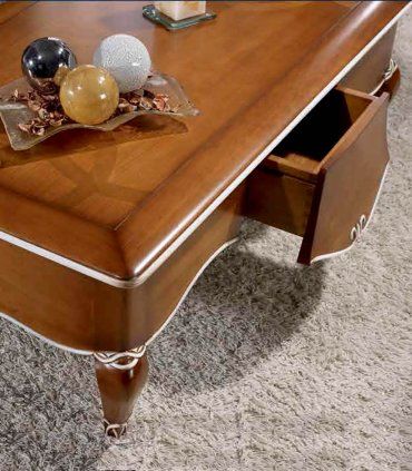 Mesa de centro clásica rectangular Baleira, cajón