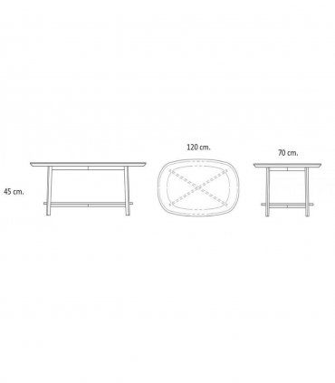 Mesa de centro ovale Legno, medidas