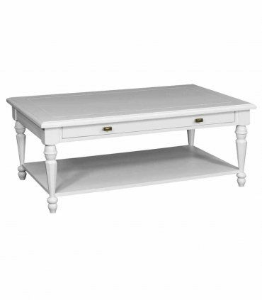 Mesa de centro 1 cajón clásica blanca Bari