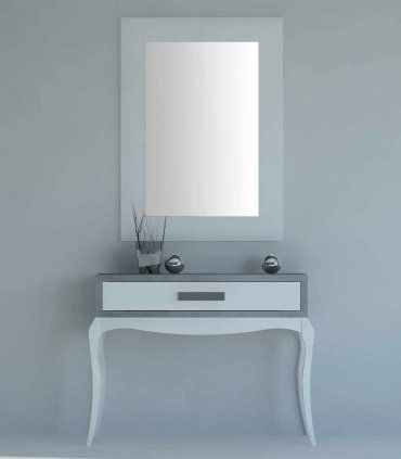 Consola moderna Esfinge Forever, lacado en blanco con porcelánico claro