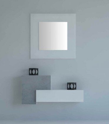 Consola moderna Áuriga Evolution, lacado blanco con porcelánico claro