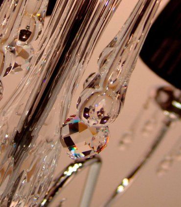 Lámpara clásica 12 luces Rodén cromo, cristal