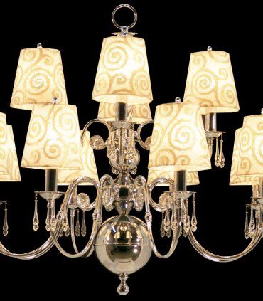 Lámpara clásica 12 luces Rodén cromo, detalle