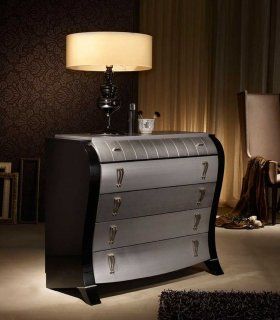 Cómoda curva decorada negro y plata