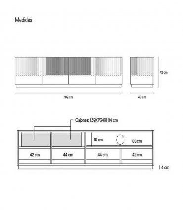 Mueble de Tv moderno Doric, medidas
