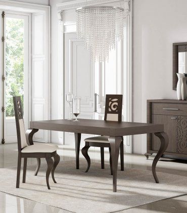 Mesa de comedor moderna Dorate, roble fumé