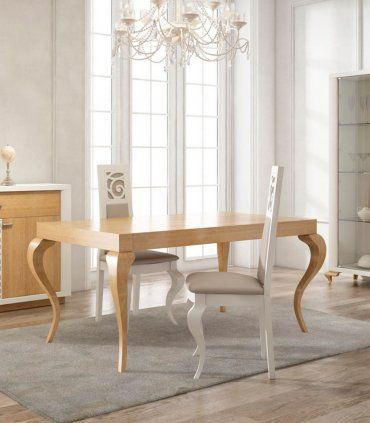 Mesa de comedor moderna Dorate, nogal glaseado