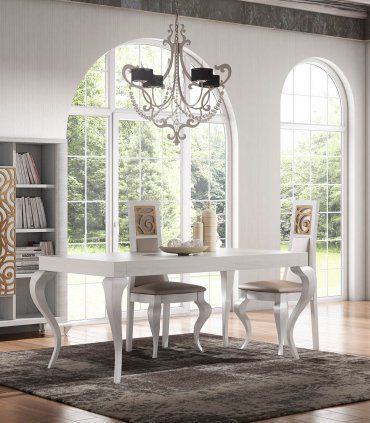 Mesa de comedor moderna Dorate, blanco roble
