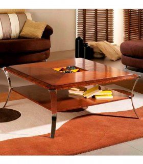 Mesa de Rincón Art Déco, cuadrada de centro