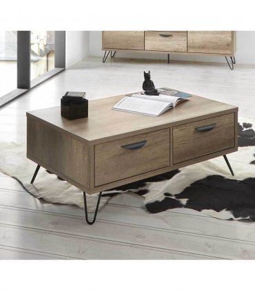 Mesa salón rectangular industrial Luben