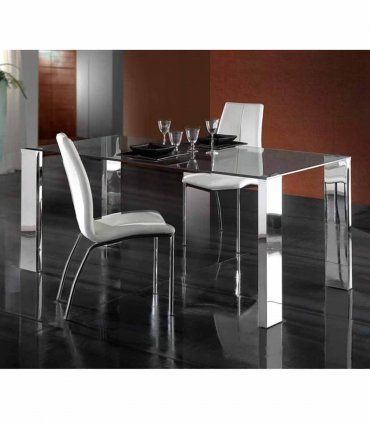 Mesa de comedor de cristal Malibú