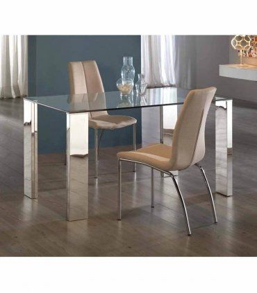 Mesa de comedor de cristal Malibú