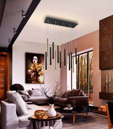 Lámpara de techo de diseño Varas, 14 luces