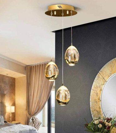 Lámpara colgante 3 luces oro Rocío