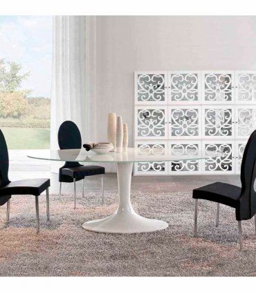 Mesa de comedor de cristal Asia