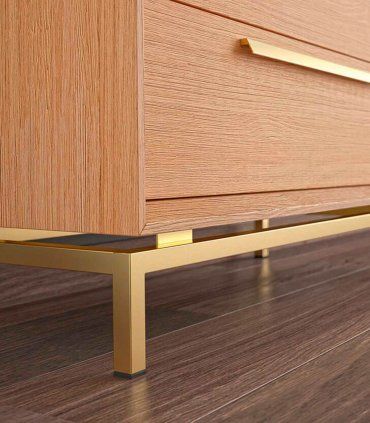Mueble de Tv Estoril cristal, patas doradas