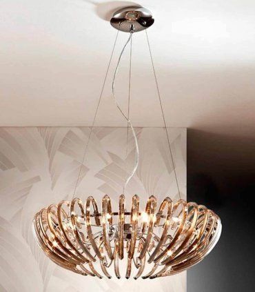 Lámpara moderna de cristal champagne 12 luces Ariadna