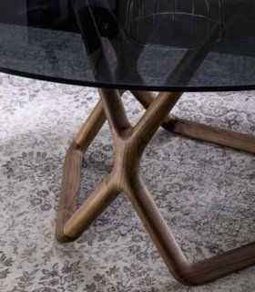 Mesa redonda de comedor con cristal York
