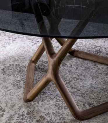 Mesa redonda de comedor con cristal York