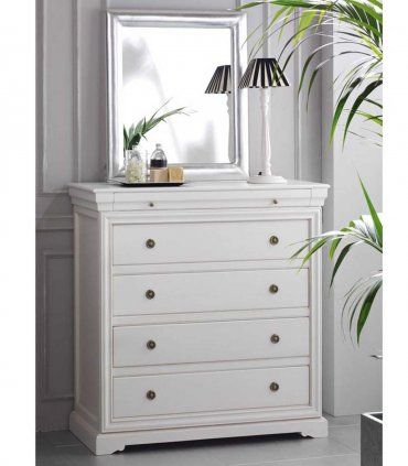 Cómoda de dormitorio clásica Darden, blanca