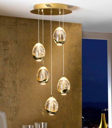 Colgante moderno 5 luces oro Rocío