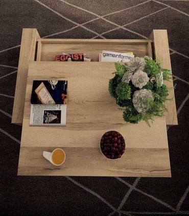 Mesa de centro elevable Azkary MCII.15, abierta