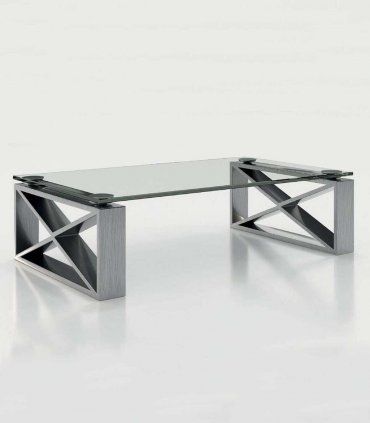Mesa de centro con cristal Azkary MCII.04, metalizado 040