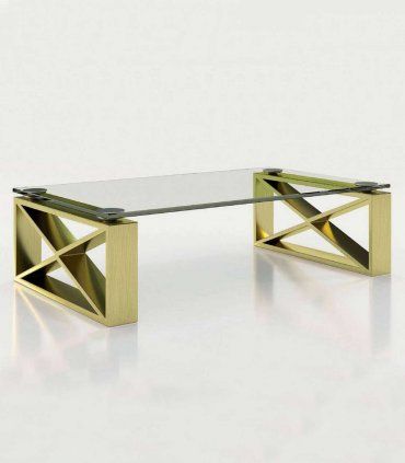 Mesa de centro con cristal Azkary MCII.04, metalizado 041