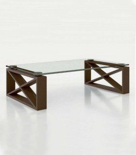 Mesa de centro con cristal Azkary MCII.04, metalizado 042